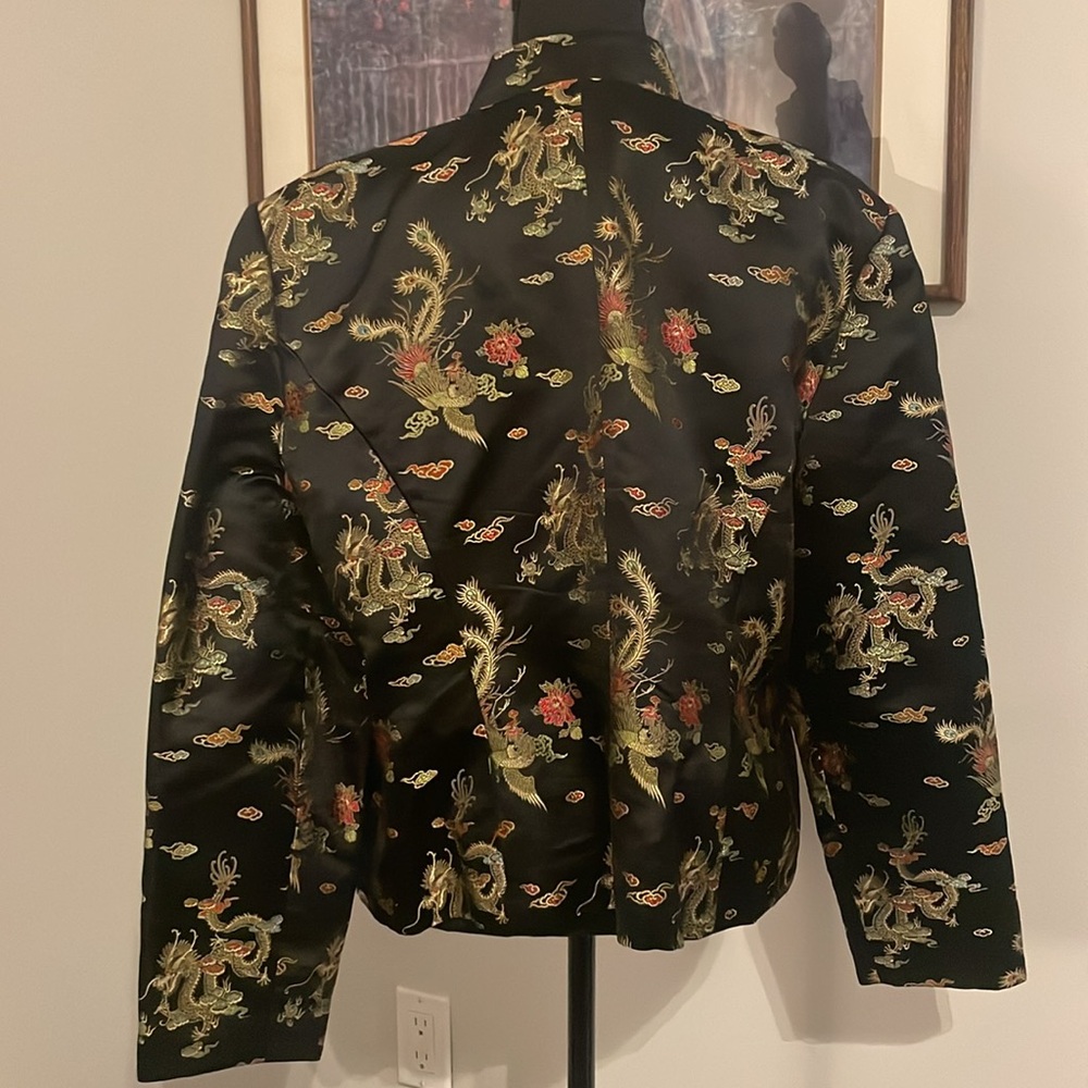 Vintage embroidered silk blend jacket size XL - Picture 4 of 5